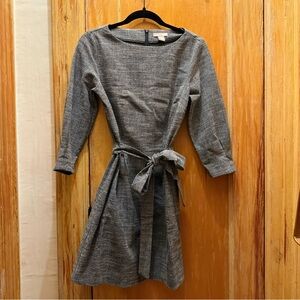 Gray Tweed Dress with Tie Waist